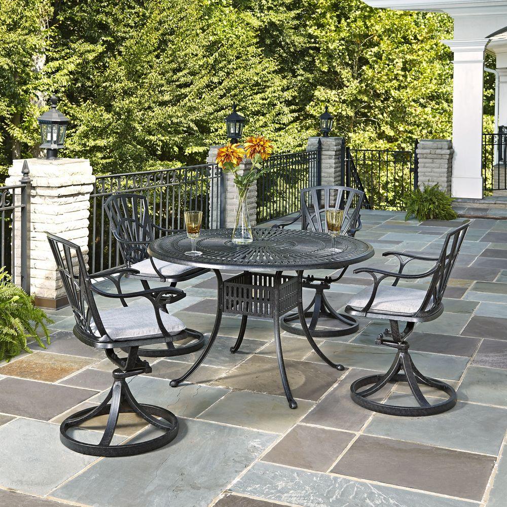 Homestyles Largo 48 In Cast Aluminum Outdoor 5 Piece Patio Dining