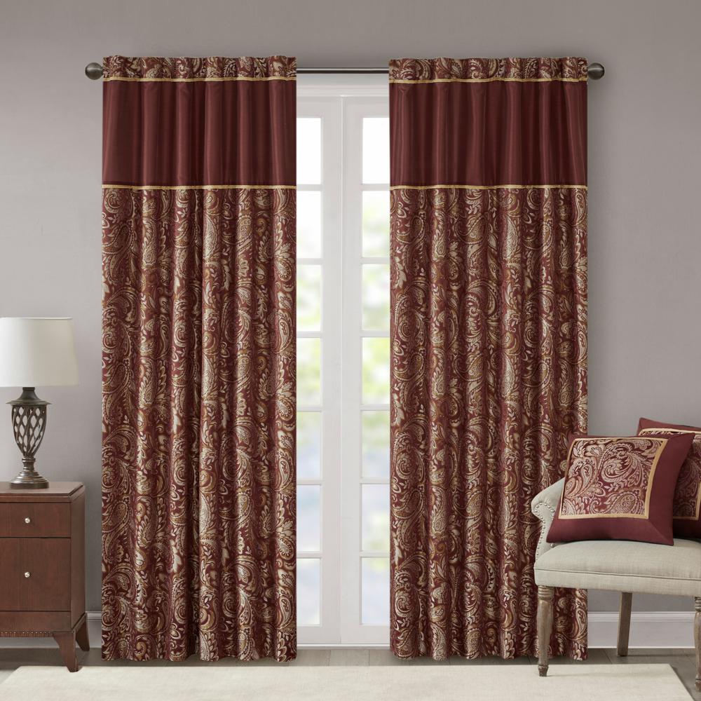 Madison Park Whitman Burgundy Room Darkening Curtain 50 in. x 95 in. (2
