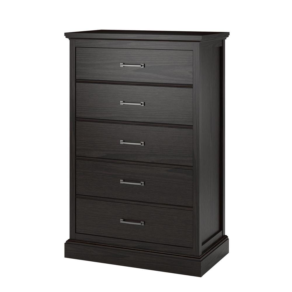 Ameriwood Noel 5 Drawer Chocolate Oak Dresser Hd71995 The Home Depot