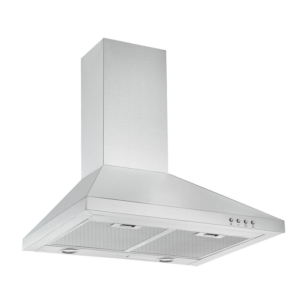 WPP424 24 in. 450 CFM Convertible Wall Mount Pyramid Range Hood with LED in Stainless Steel
