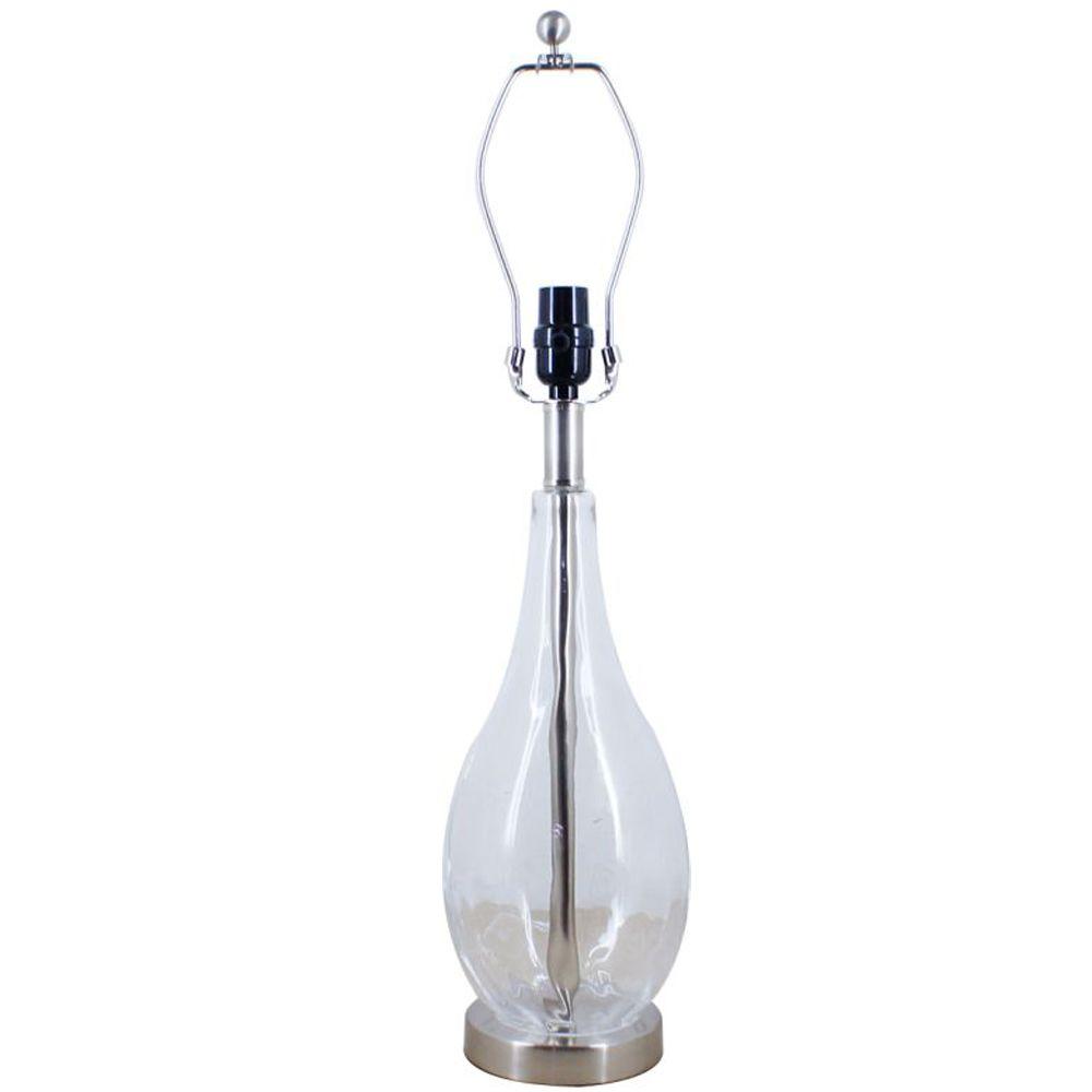Hampton Bay Bolton 25 75 In Brushed Nickel Table Lamp With Ttl 20 Brushed Nickel And Clear Teardrop Table