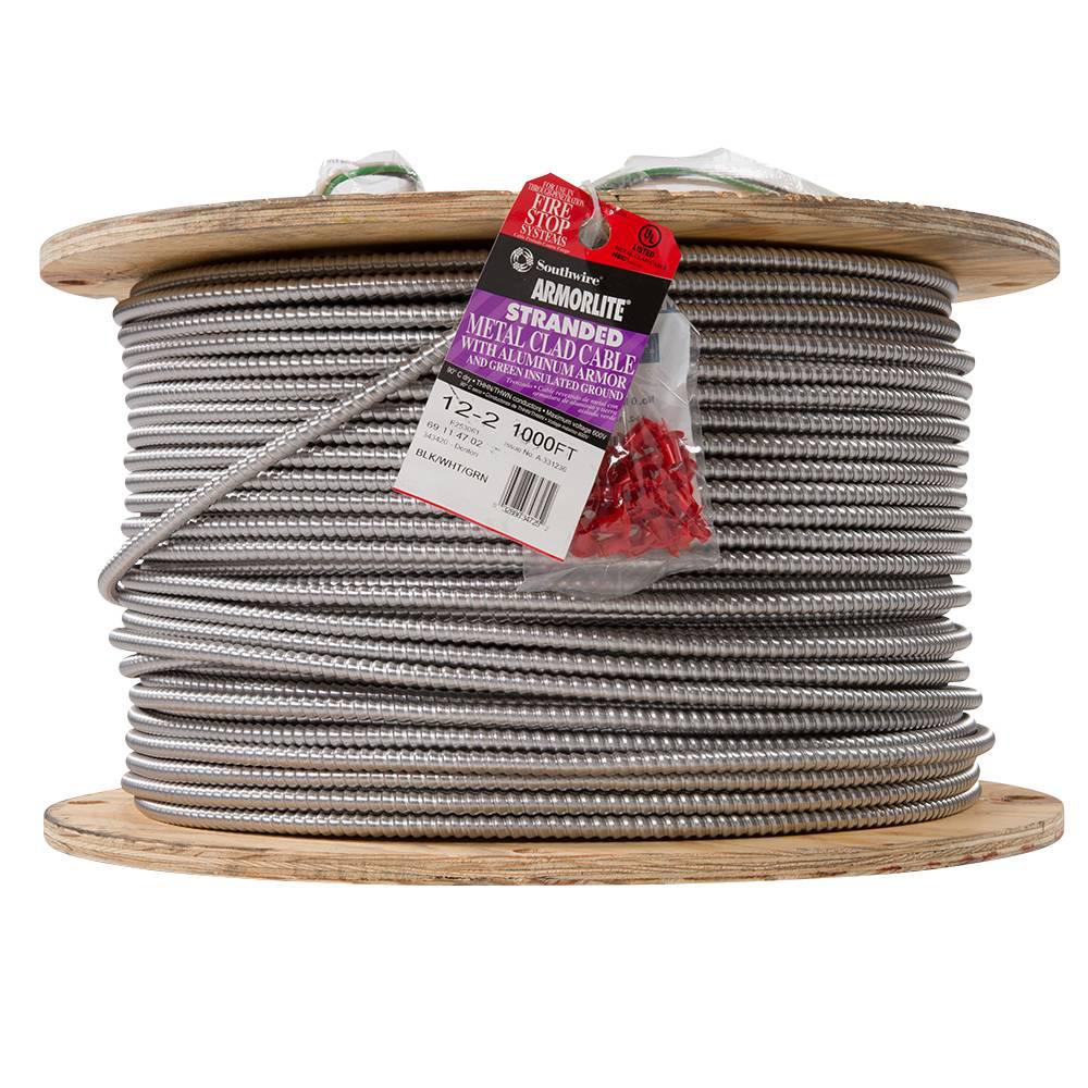 Southwire 12 2 X 10 Ft Solid Cu Mc Metal Clad Armorlite Modular Assembly Quick Cable Whip 56482201 The Home Depot