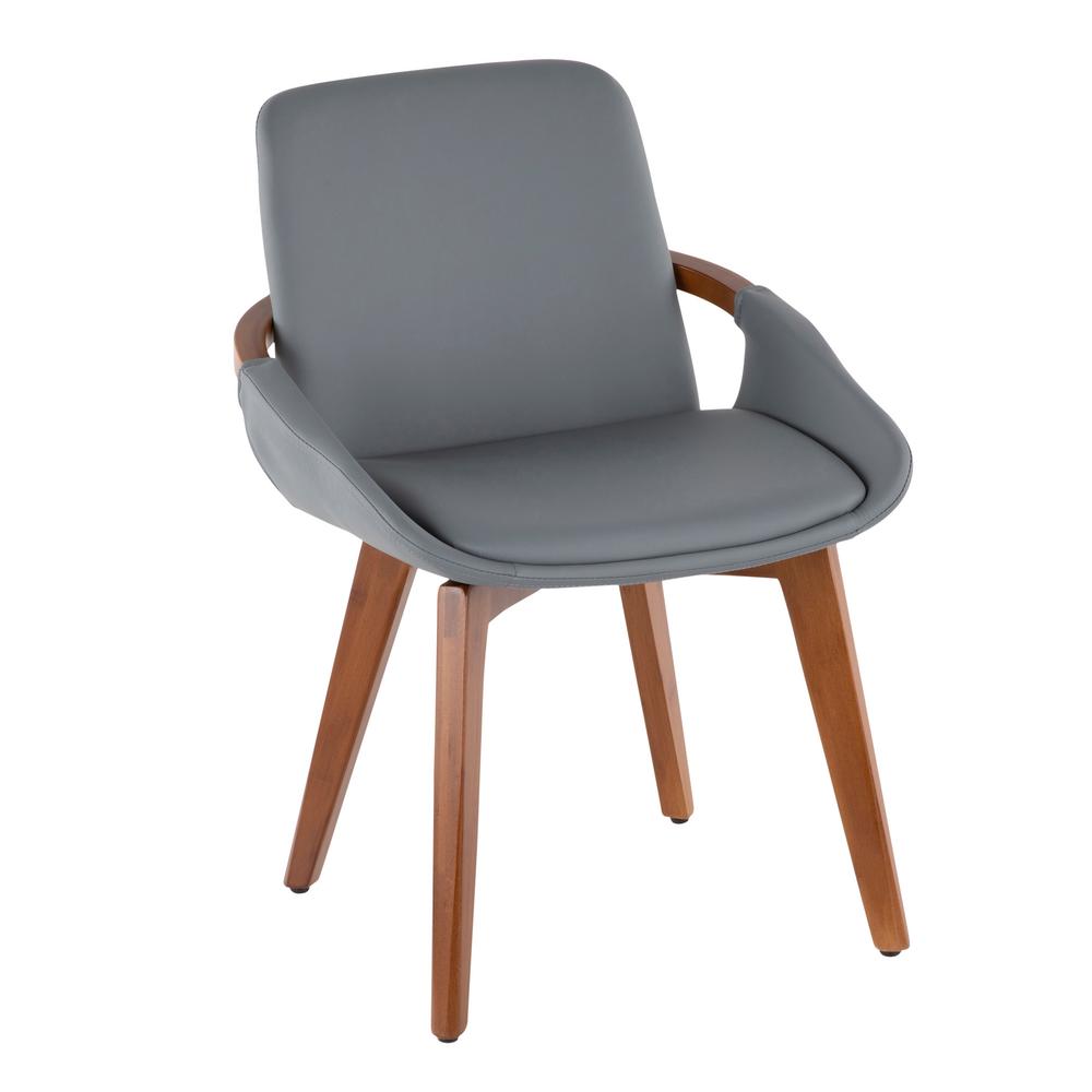 Lumisource Cosmo Walnut Wood And Grey Faux Leather Chair Ch
