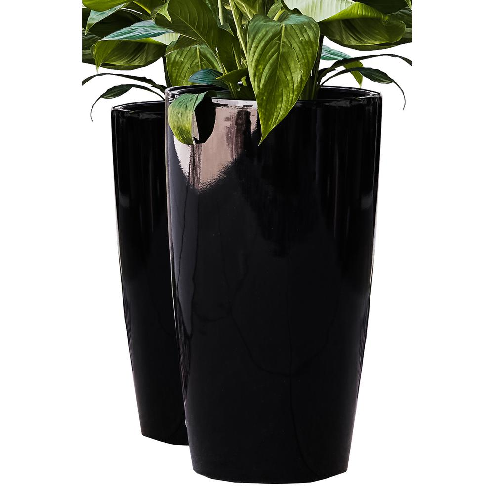 tall black planters set of 2