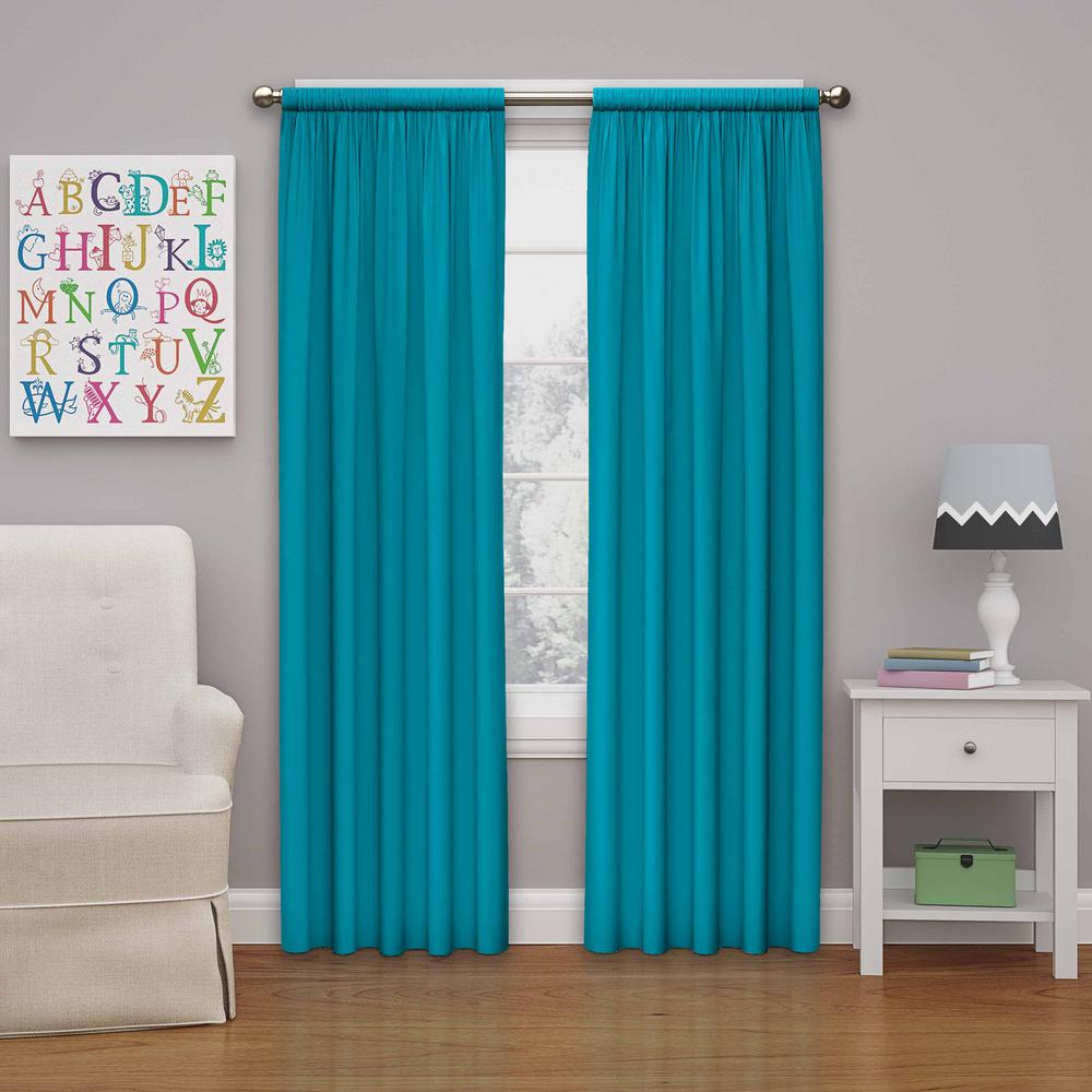 Eclipse Kids Microfiber Blackout Window Curtain Panel In Rich Teal