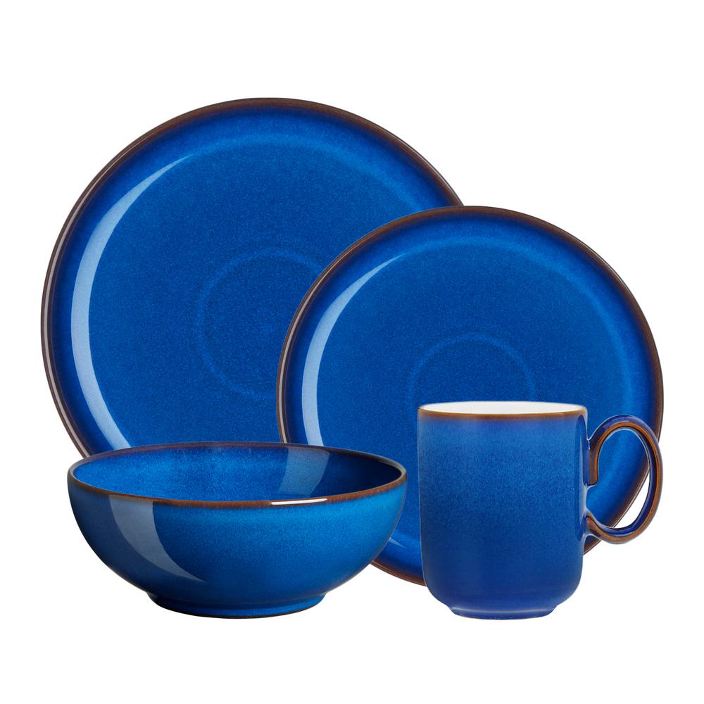 Denby 4-Piece Imperial Blue Coupe Dinnerware Set-IMP-100B - The Home Depot