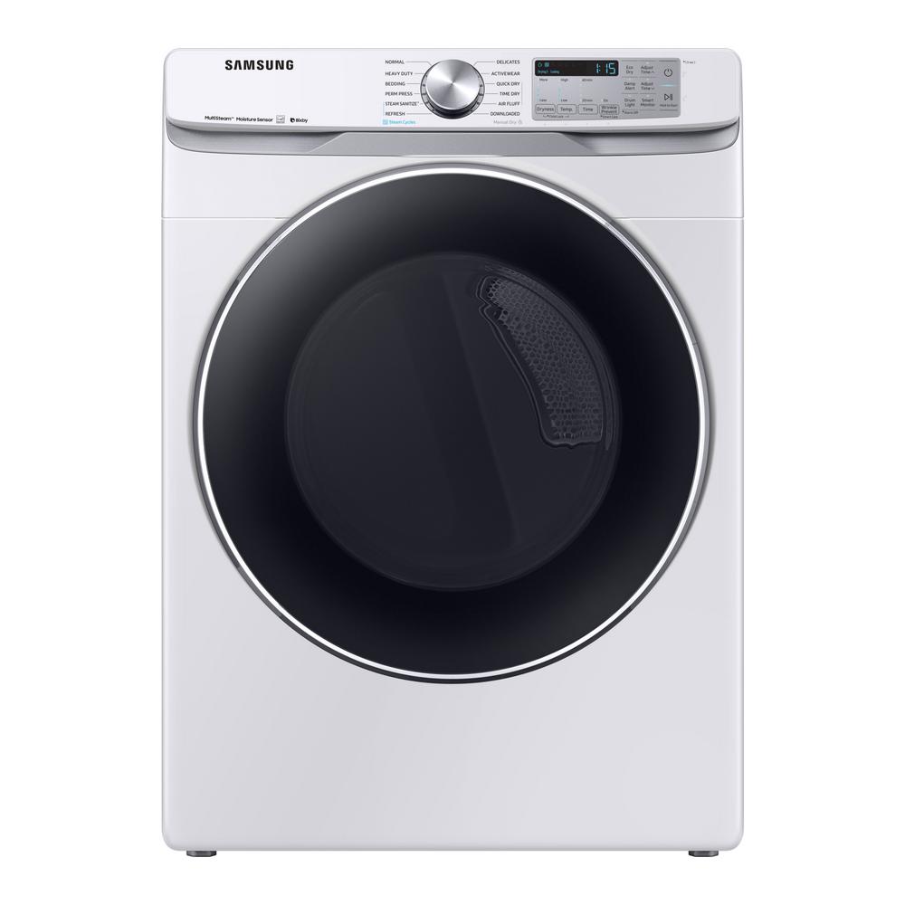 Samsung 7.5 cu. ft. White Electric Dryer with Steam Sanitize+, ENERGY