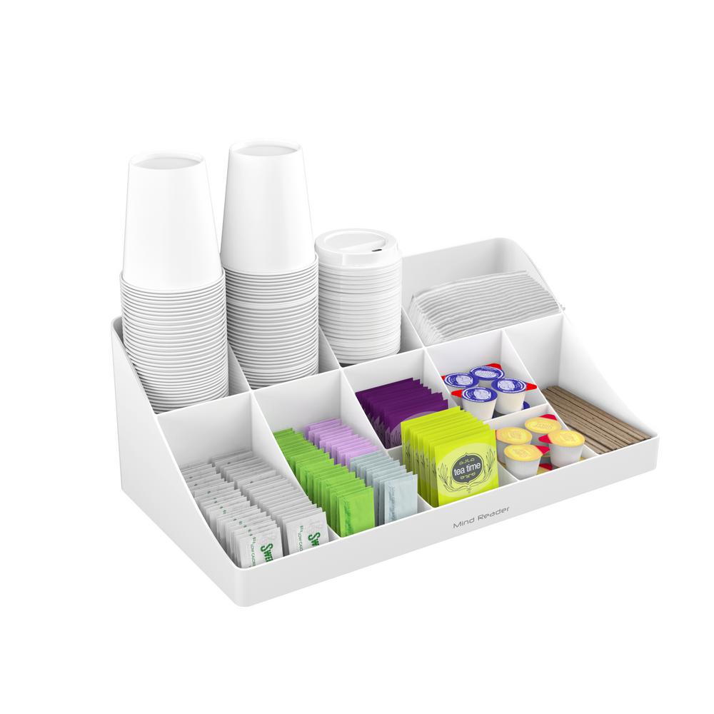 Mind Reader 11 Compartment White Coffee Condiment Organizer Comorg Mind Reader 11 Compartment White Coffee Condiment Organizer