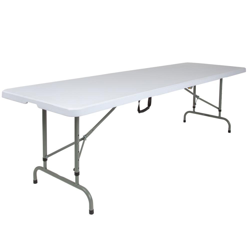 96 In Granite White Plastic Tabletop Metal Frame Folding Table