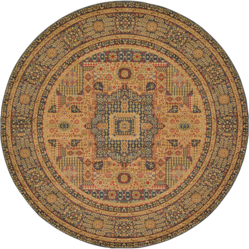 Unique Loom Palace Blue 8 Ft Round Rug 3125660 The Home Depot Unique Loom Palace Blue 8 Ft Round Rug