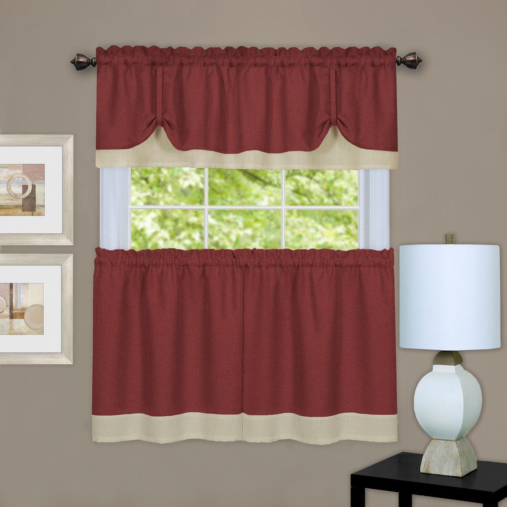 Achim Darcy Marsala Tan Polyester Tier And Valance Curtain Set 58 In W X 36 L Achim Darcy Marsala Tan Polyester Tier And Valance Curtain Set 58 In W