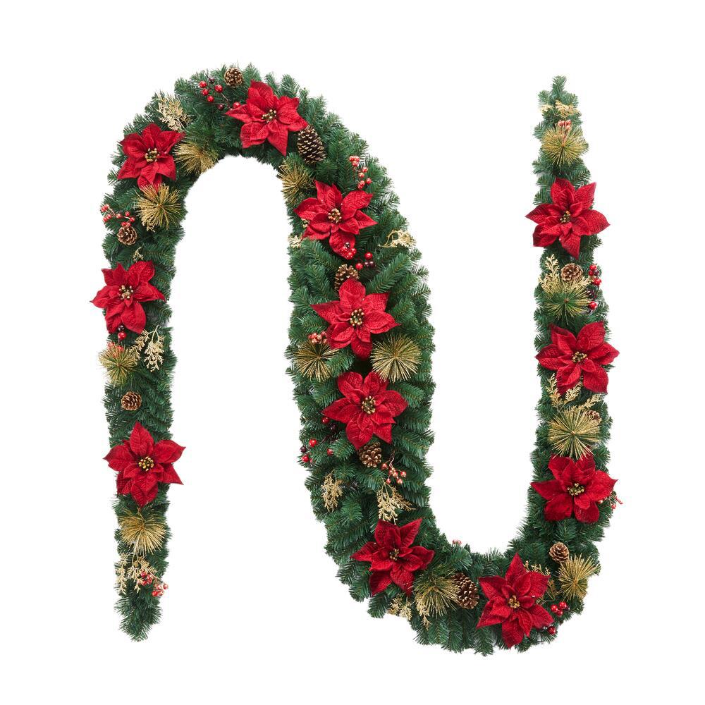 Poinsettia - Christmas Garland - Christmas Greenery - The Home Depot