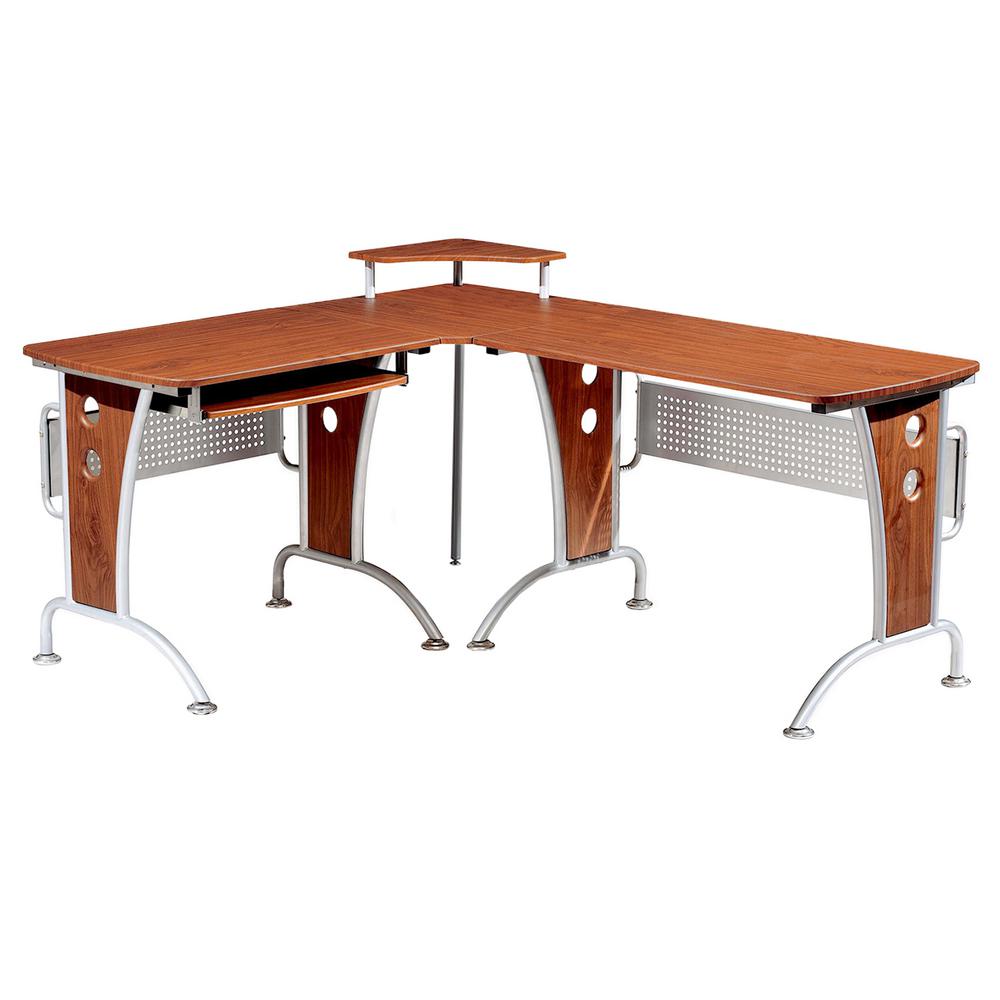 Ameriwood Home Greywood Cherry And Gray L Shaped Computer Desk