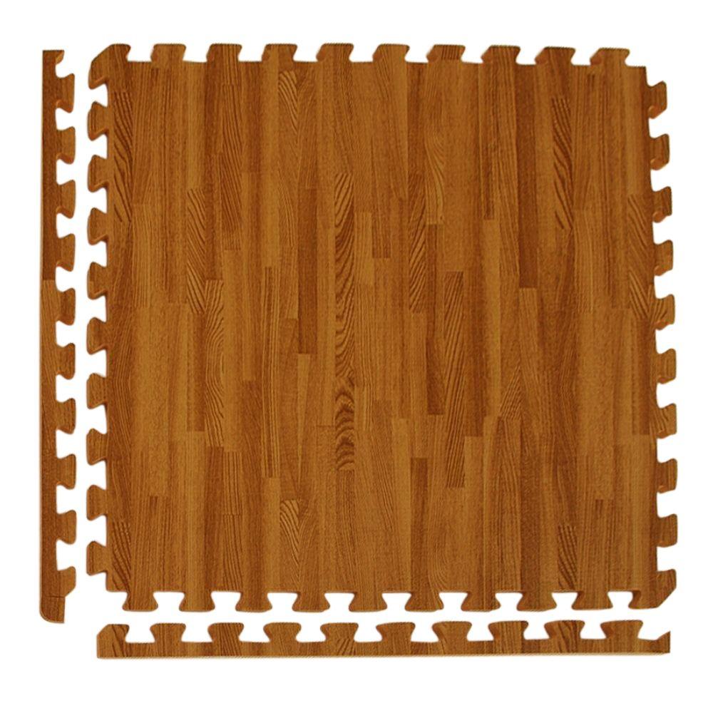 Wood Grain Exercise Gym Flooring The Home Depot Wood Grain Reversible Dark Tan 24 In X 0 5