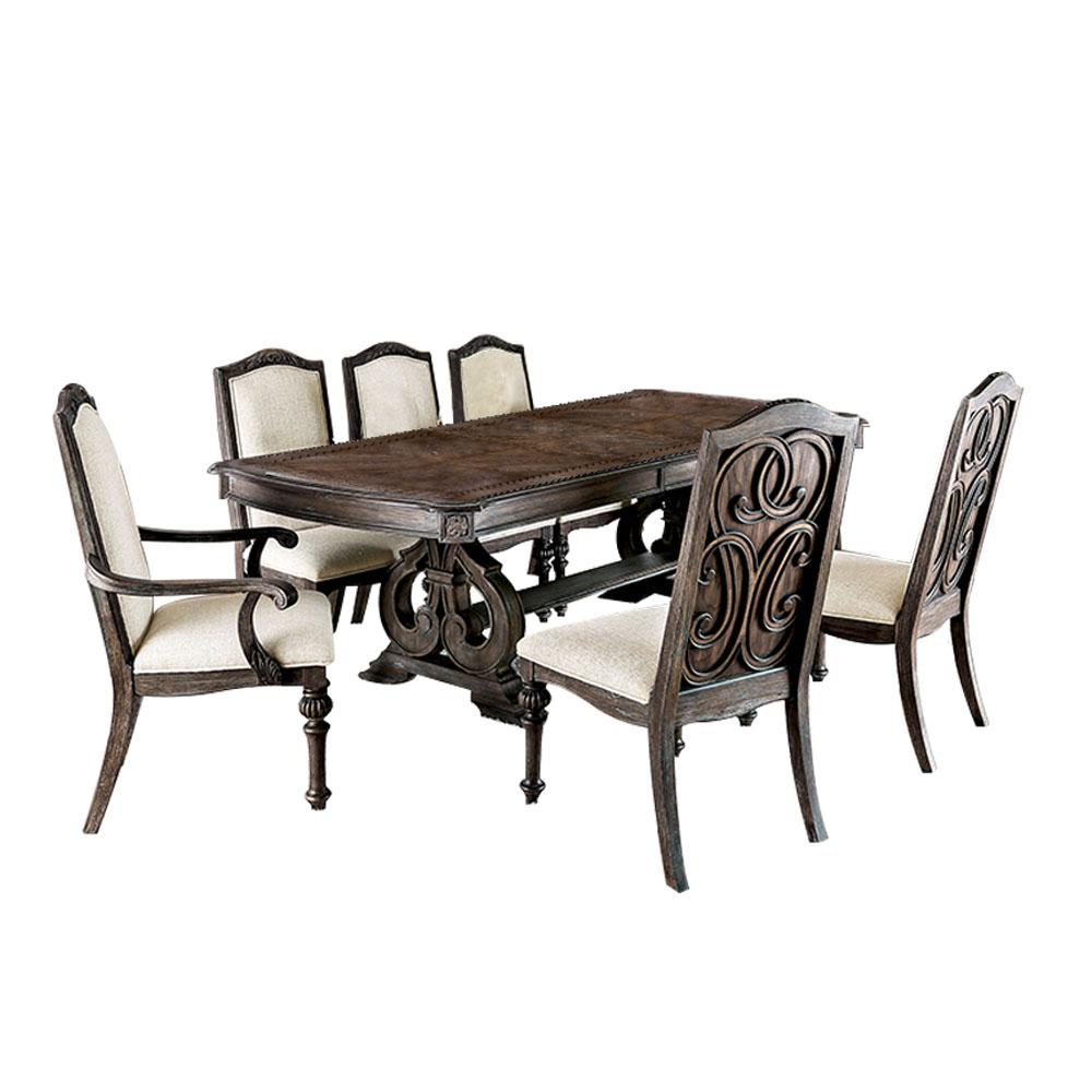 Williams Home Furnishing Arcadia 7 Piece Dining Table Set In Rustic Natural Tone Finish Cm3150t 7pc The Home Depot