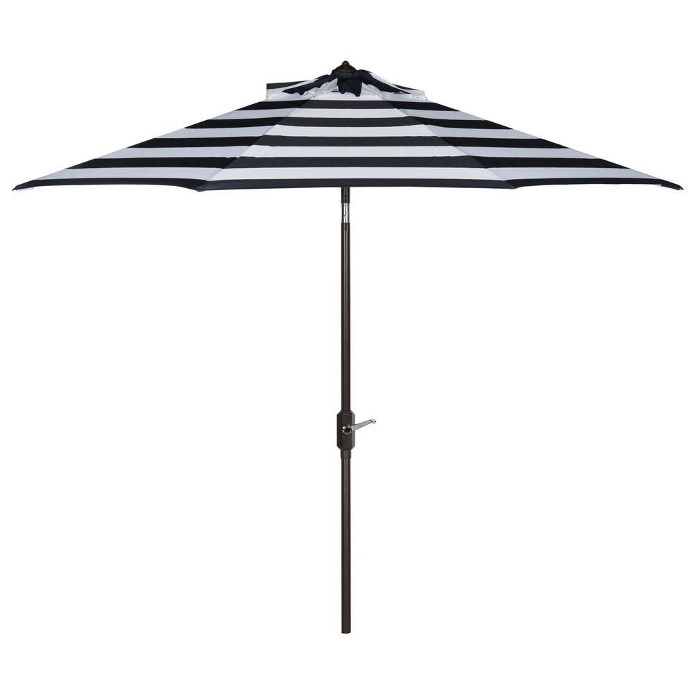 Safavieh Iris 9 Ft Aluminum Market Auto Tilt Patio Umbrella In Navy White Pat8004b The Home Depot