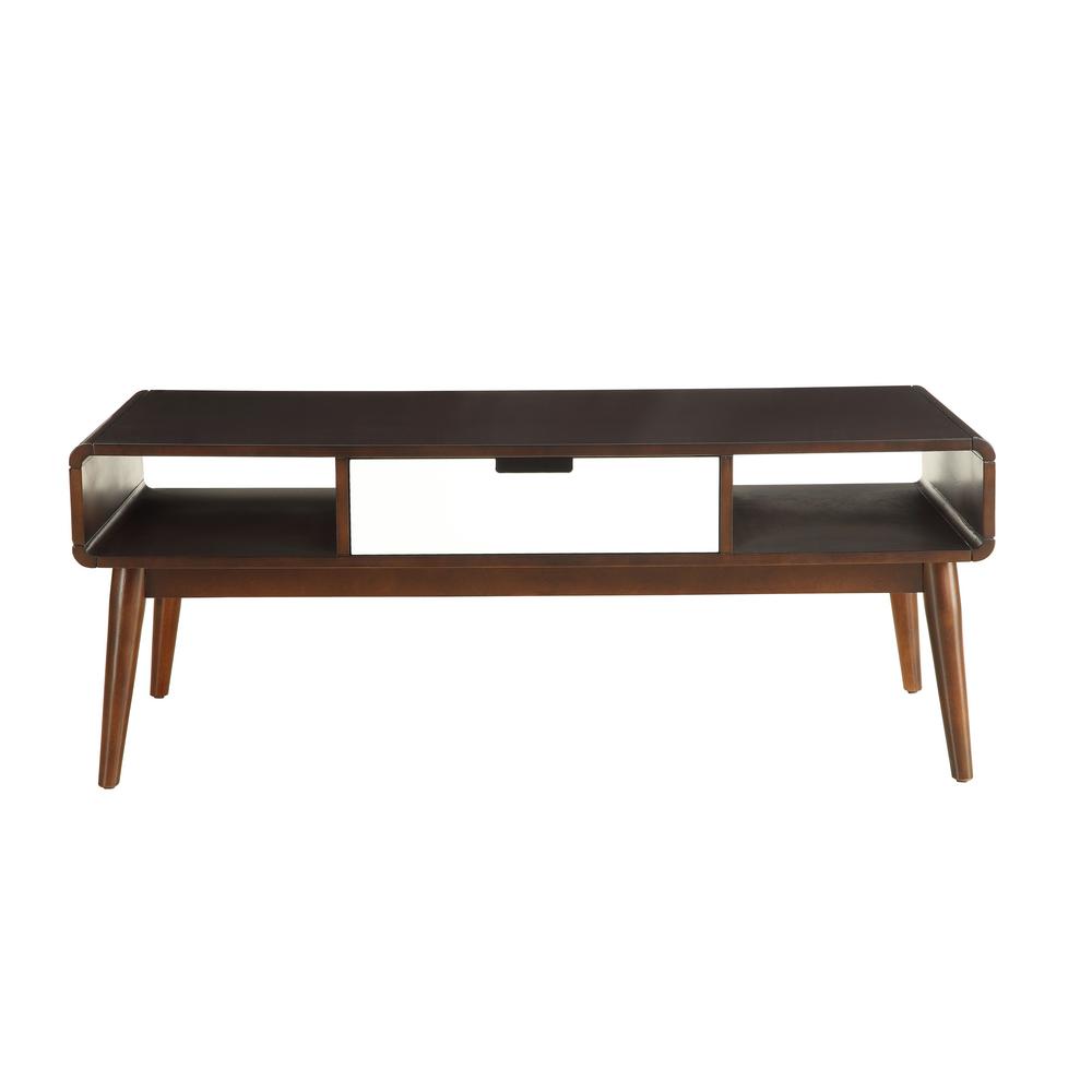 Acme Furniture Christa White And Walnut Storage Coffee Table 82850 Acme Furniture