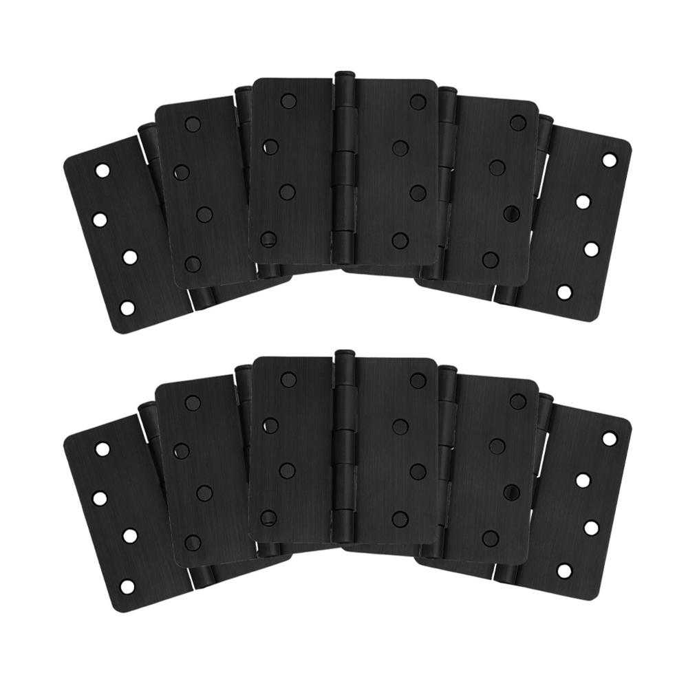 Design House 4 in. x 1/4 in. Radius Matte Black Door Hinge Value Pack