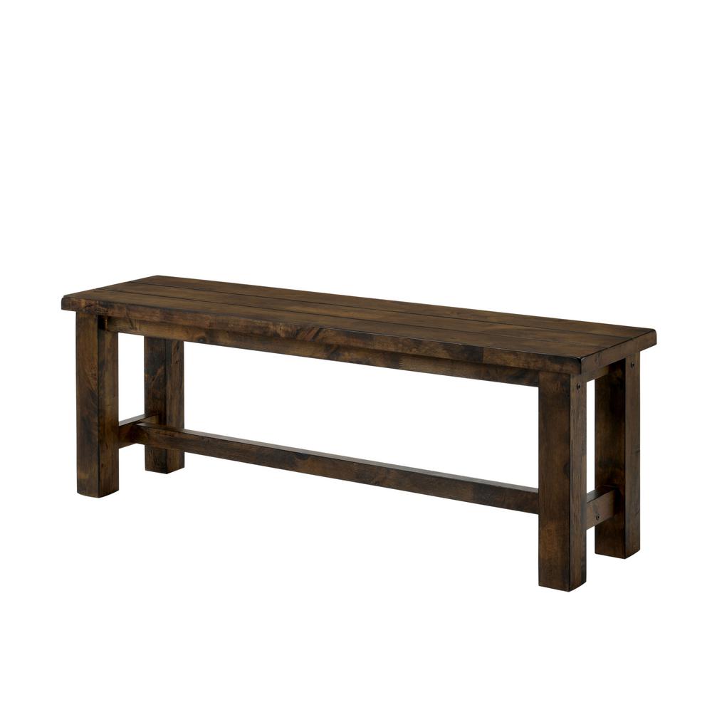 Furniture Of America Turner Rustic Oak Wood Bench IDF 3060BN The Home Depot