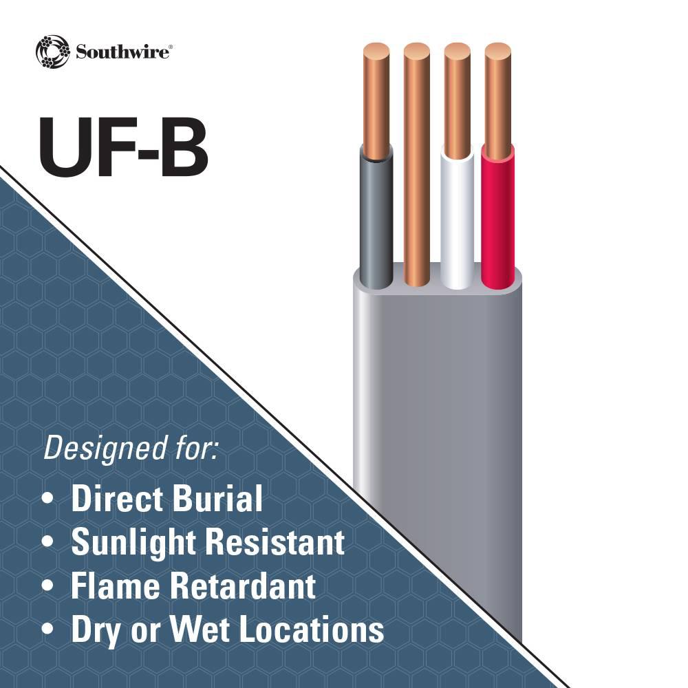 Underground Feeder And Direct Earth Burial Cable 6 3 Uf B Wire