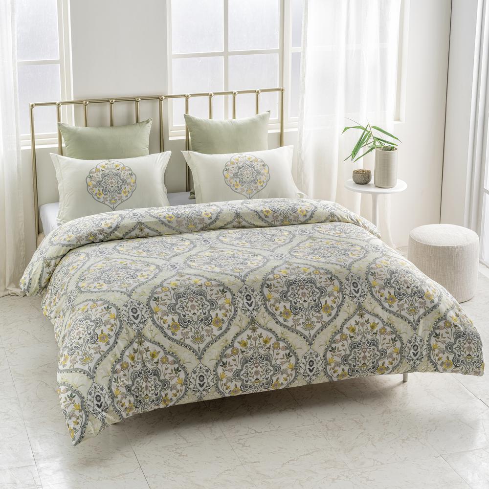 A1 Home Collections Gracia 3 Piece Yellow Green Queen Duvet Cover