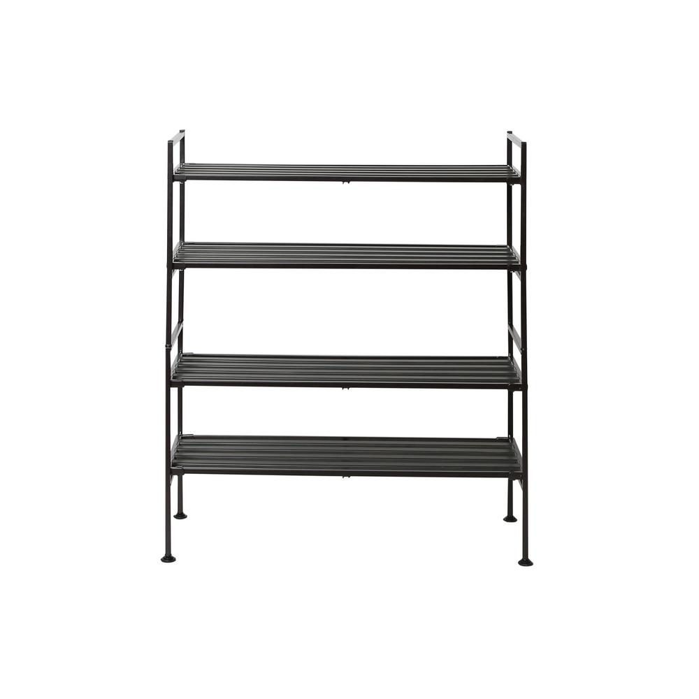 Seville Classics 15 4 In H X 26 2 In W 6 Pair Iron Espresso Resin Slat Stackable Shoe Rack She15894b The Home Depot