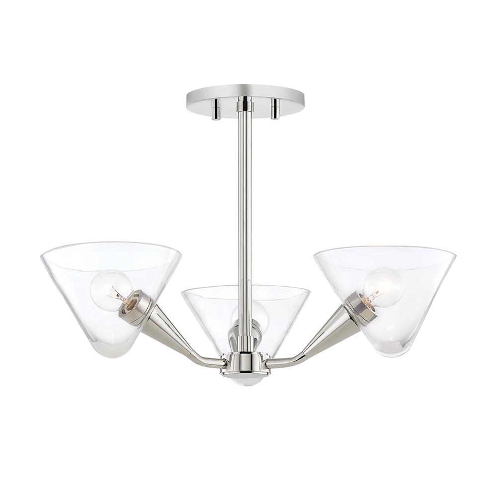 HUDSON VALLEY LIGHTING Isabella 12 in. 3-Light Polished Nickel Semi-Flush Mount with Clear Shade was $447.0 now $268.2 (40.0% off)