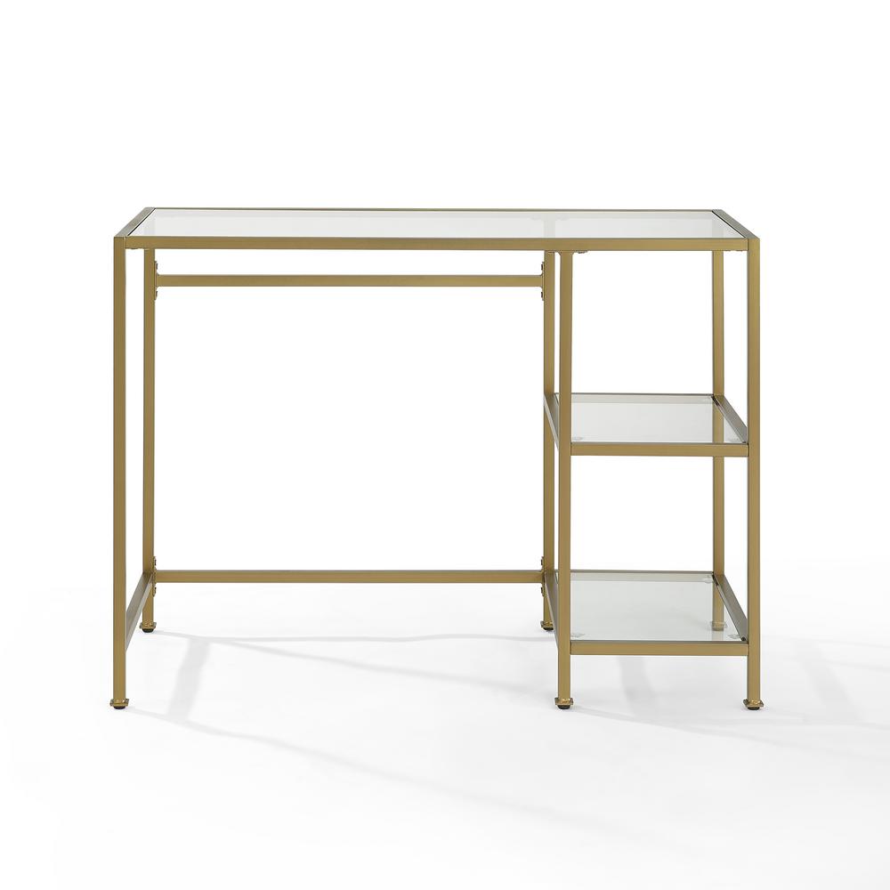 Crosley Furniture 42 In Rectangular Gold Clear Writing Desk With Open Storage Cf6203 Gl The Home Depot Crosley Furniture 42 In Rectangular