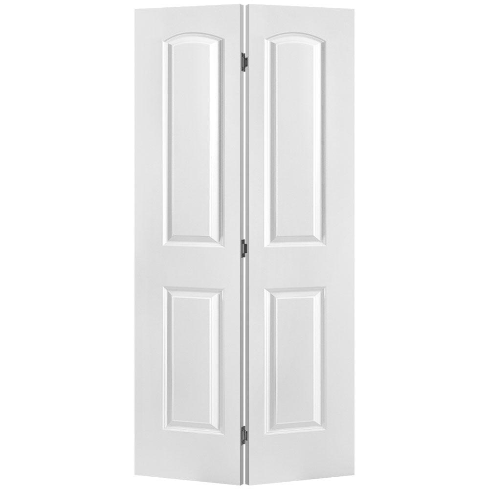 Masonite 36 In X 80 In Roman 2 Panel Round Top Primed White Hollow Core Smooth Composite Bi Fold Interior Door