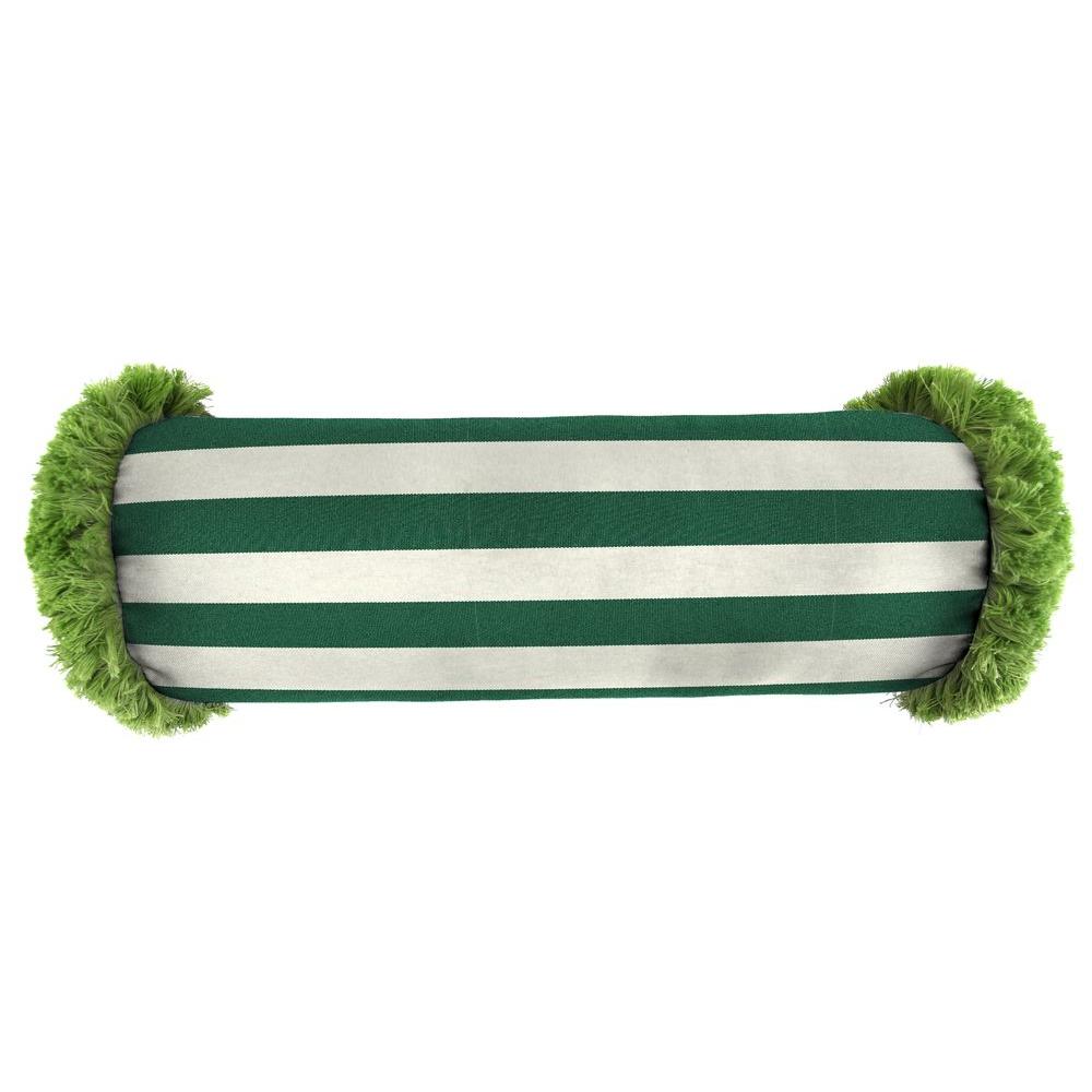 Jordan Manufacturing Sunbrella 7 in. x 20 in. Mason Forest Green Bolster Outdoor Pillow with