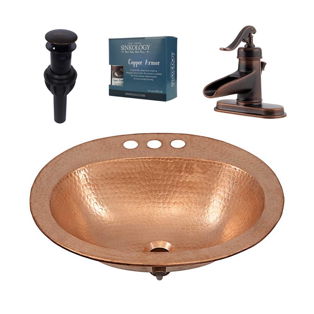 Sinkology Copper Drop In Bathroom Sinks The Kelvin All In One Drop Copper Bathroom Sink