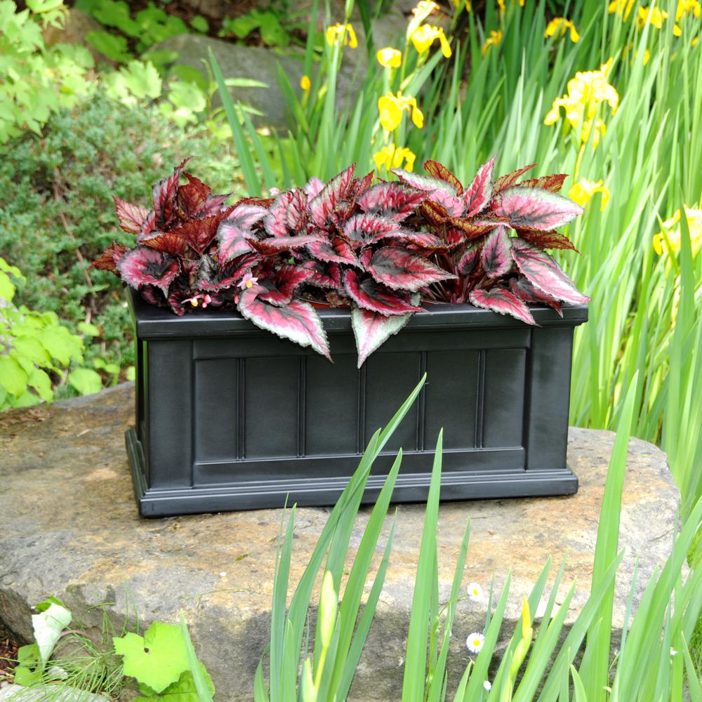 Mayne Cape Cod 24 in. x 11 in. Black Plastic Planter-4839 