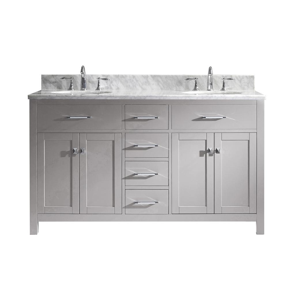 Shop Caroline 60 in. W Double Bath Vanity in Cashmere Grey from Home Depot on Openhaus