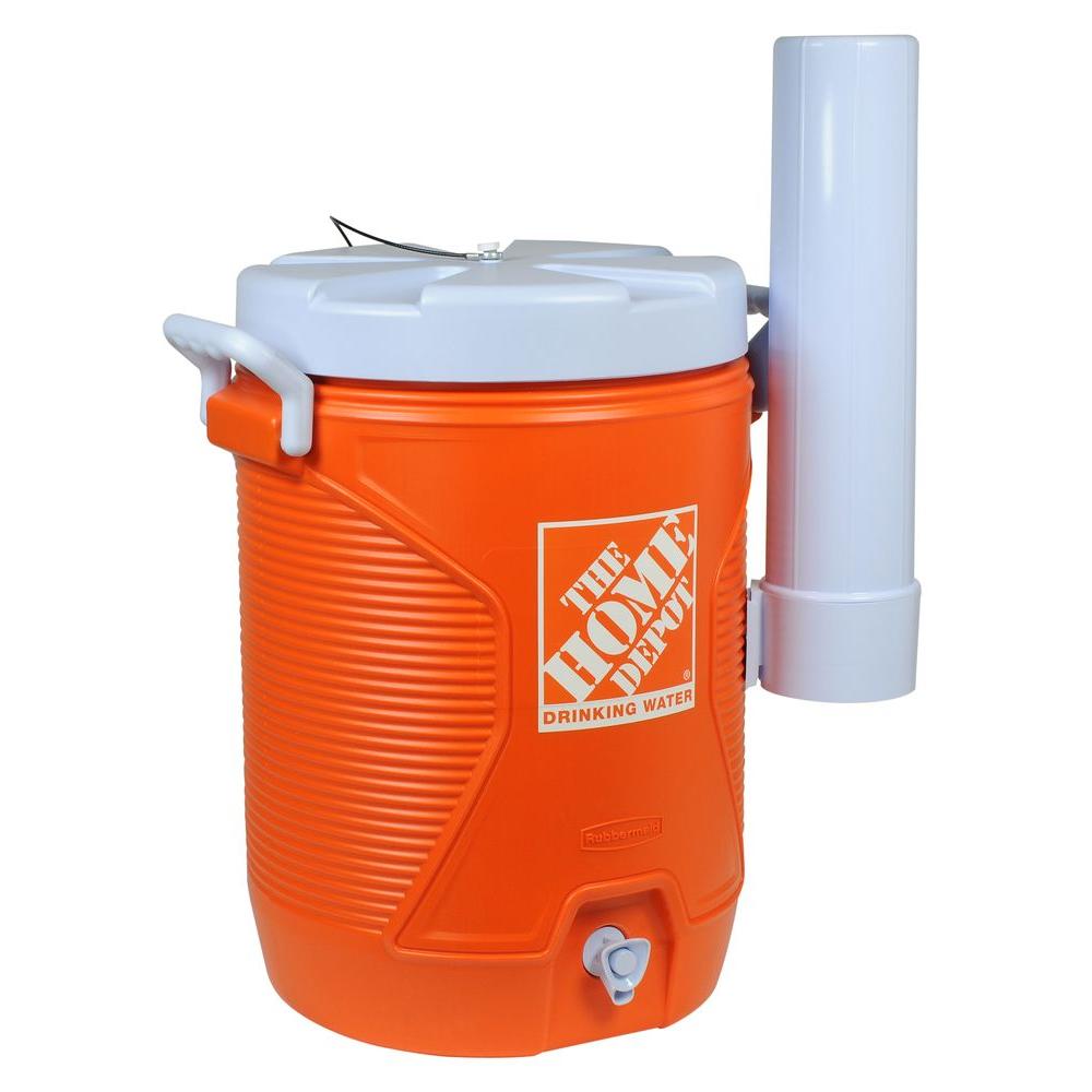 The Home Depot 5 Gal Orange Water Cooler With Cup Dispenser