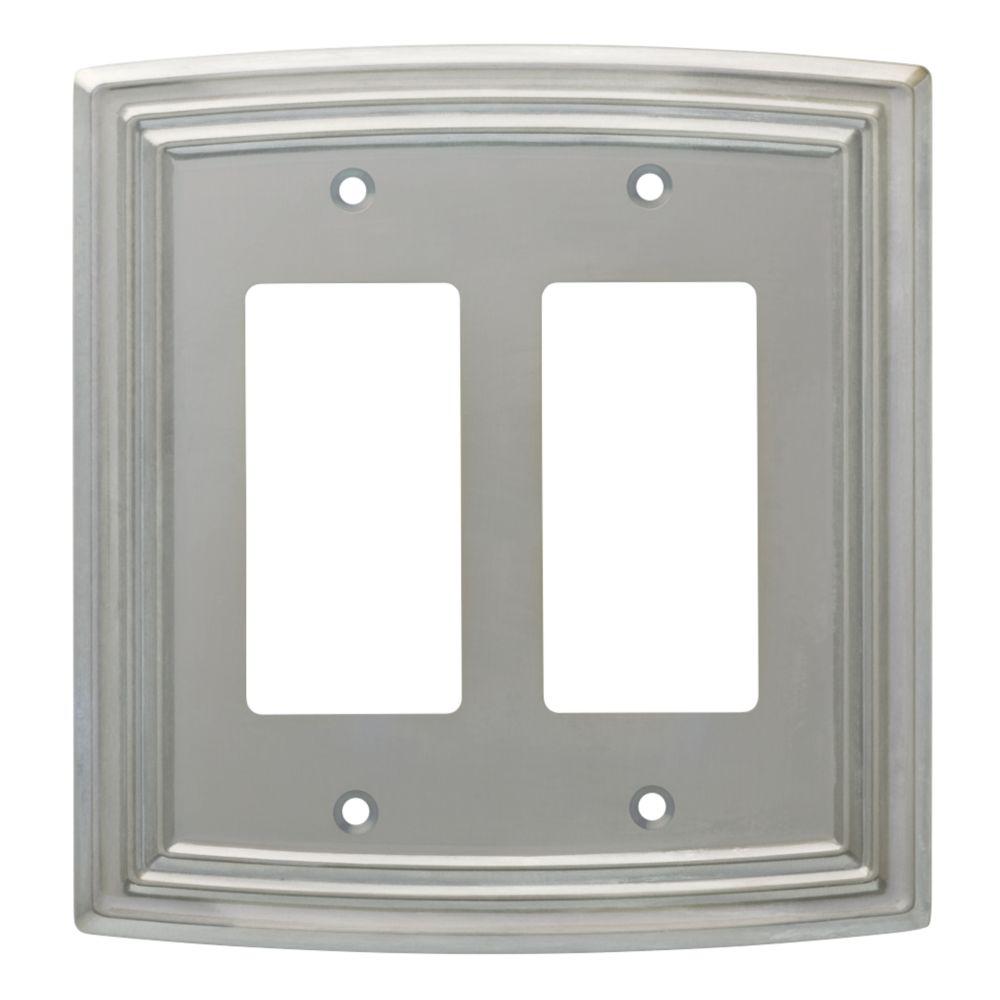Liberty Emery Decorative Double Rocker Switch Cover Satin Nickel Liberty Emery Decorative Double Rocker Switch Cover Satin Nickel