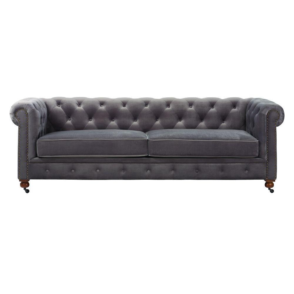 Home Decorators Collection Gordon Grey Velvet Sofa