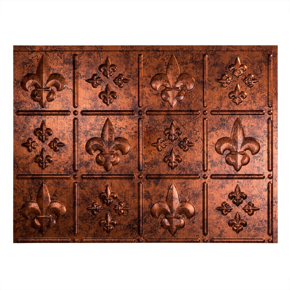 Fasade Fleur De Lis 18 In X 24 Moonstone Copper Vinyl Fasade Fleur De Lis 18 In X 24 Moonstone Copper Vinyl Decorative Wall