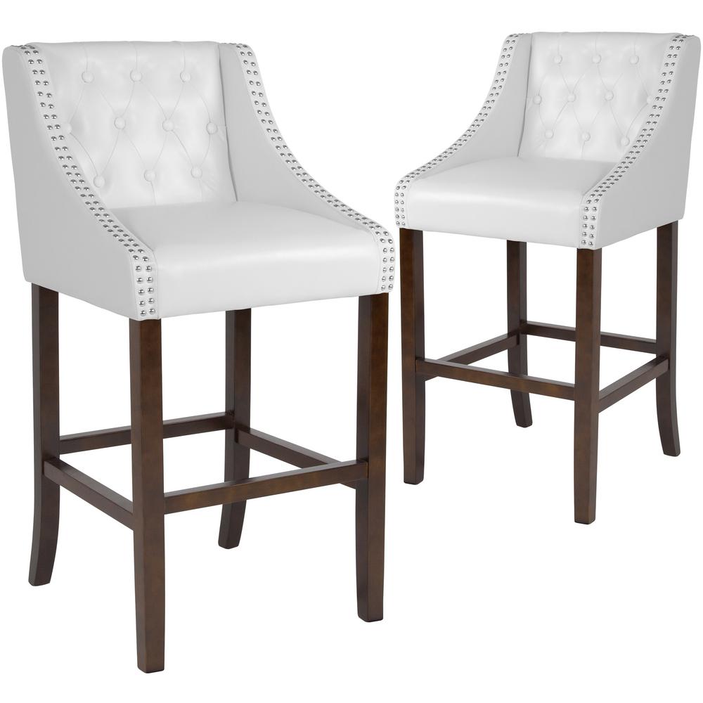 Carnegy Avenue 30 In White Leather Bar Stool Set Of 2 Cga Ch Carnegy Avenue 30 In White Leather Bar