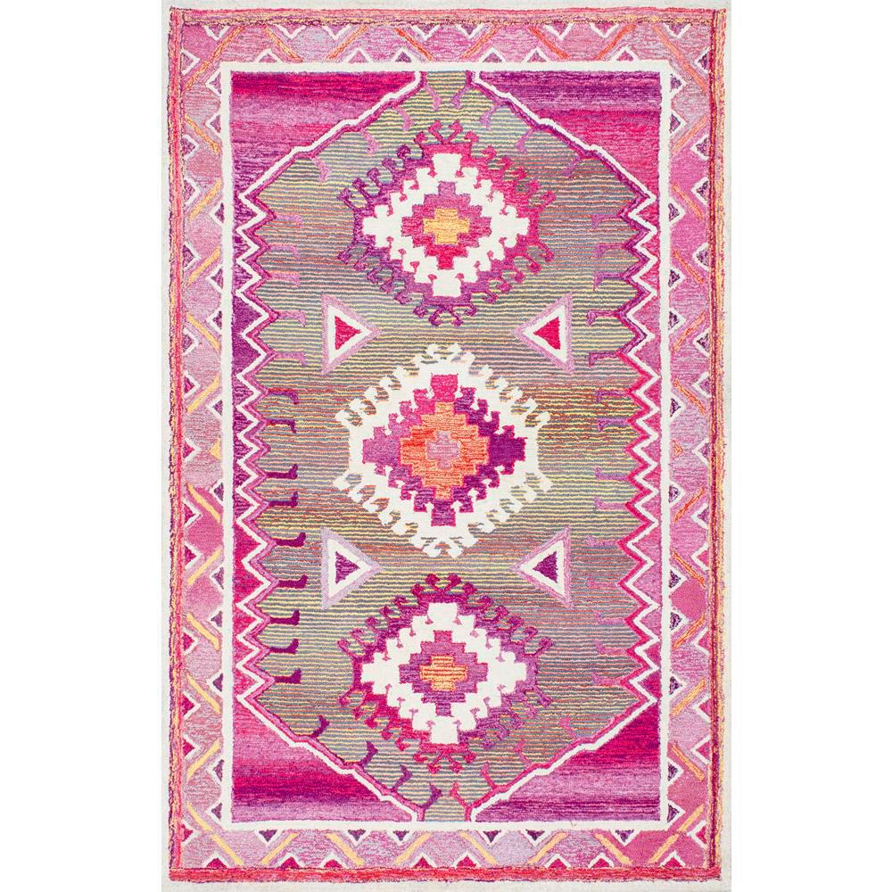 nuLOOM Tribal Diamond Elza Pink 6 ft. x 9 ft. Area RugGYBD03A609