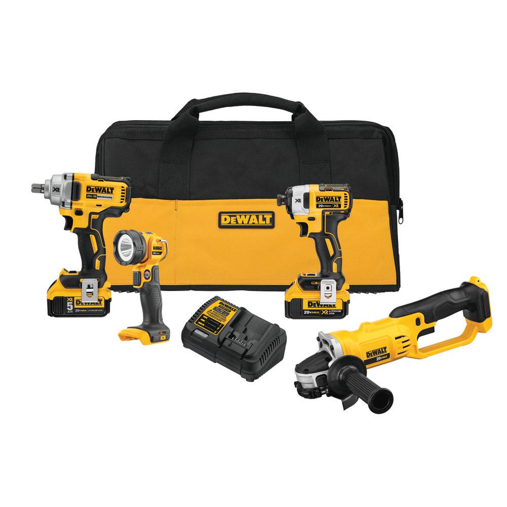 DEWALT 20-Volt MAX Lithium-Ion Cordless Combo Kit (4-Tool) with (2 ...