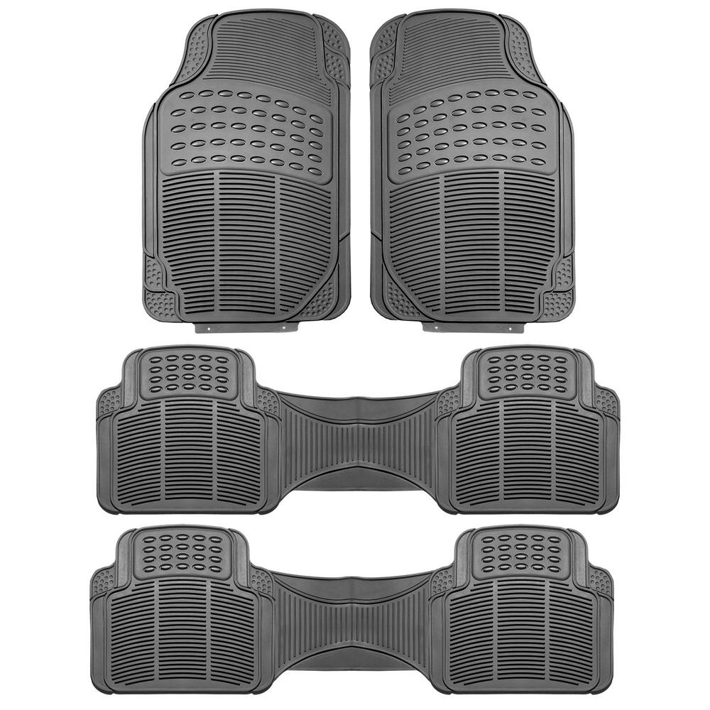 Automotive Floor Mats Gray ClimaProof for all weather protection Universal Fit for most Cars, SUVs, and Trucks (Trimmable Heavy Duty 3 Row 4pc Full Set) FH Group F11306GRAY-3ROW (B01HUUVXAS)