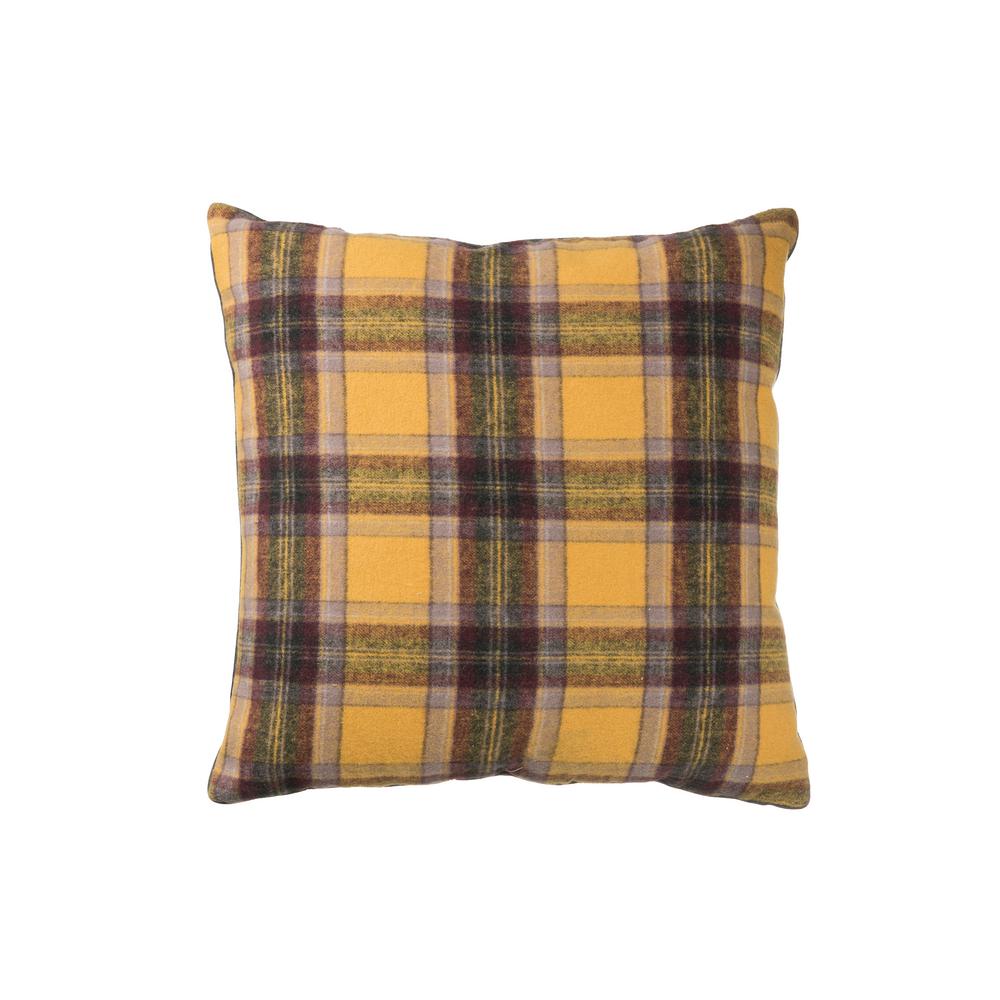 3r Studios Yellow Marron And Black Plaid Reversible 24 In X 24