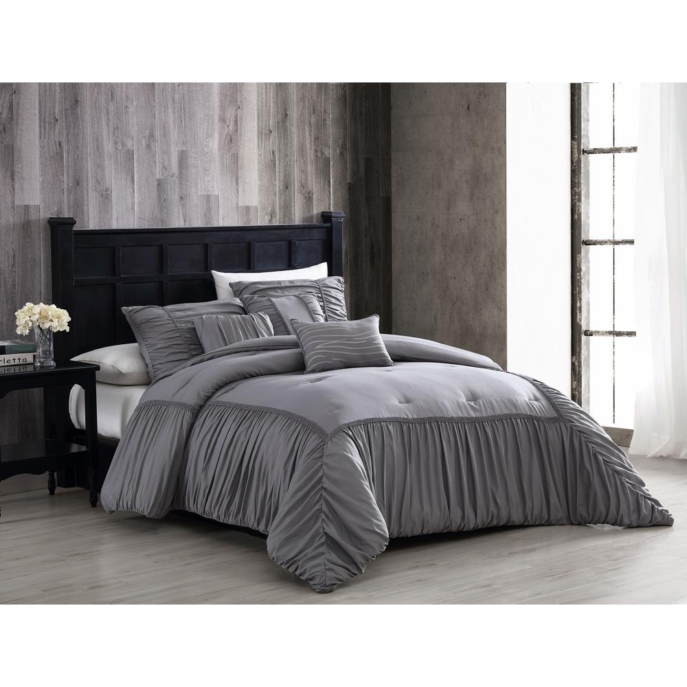 Montage Home Zurich Elastic Hotel King Gray Polyester Comforter Set