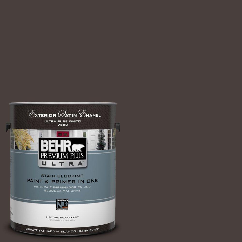 BEHR Premium Plus Ultra 1Gal. UL13023 Sweet Molasses Satin Enamel Exterior Paint985301 The