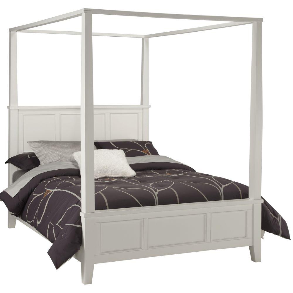 Home Styles Naples White King Canopy Bed 5530 610 The Depot