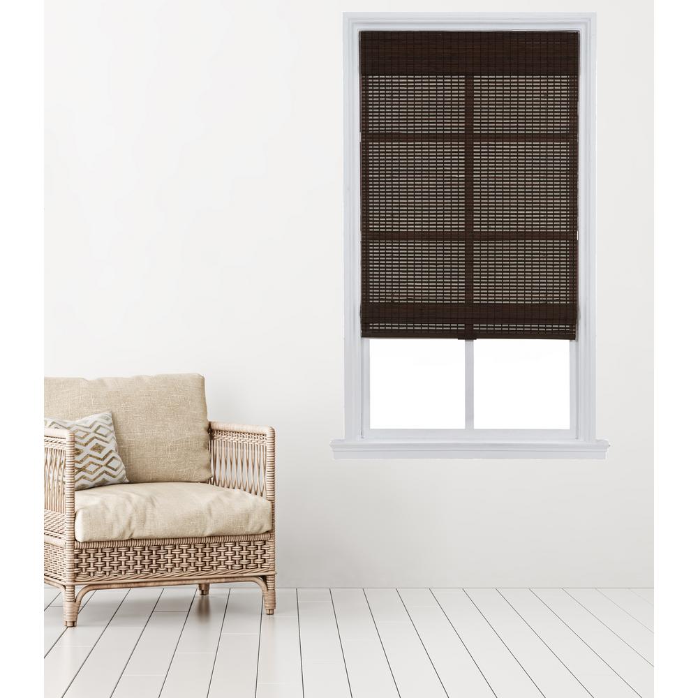 Home Basics Dark Mahogany Carbonized Cordless Bamboo Roman Shade 31 In W X 64 L Home Basics Dark Mahogany Carbonized Cordless Bamboo Roman Shade 31 In W X 64 L