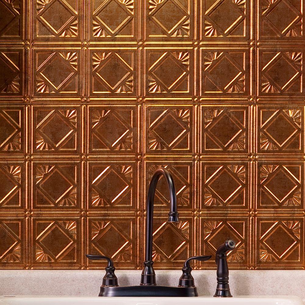 Fasade 24 in. x 18 in. Traditional 4 PVC Decorative Backsplash Panel in ...