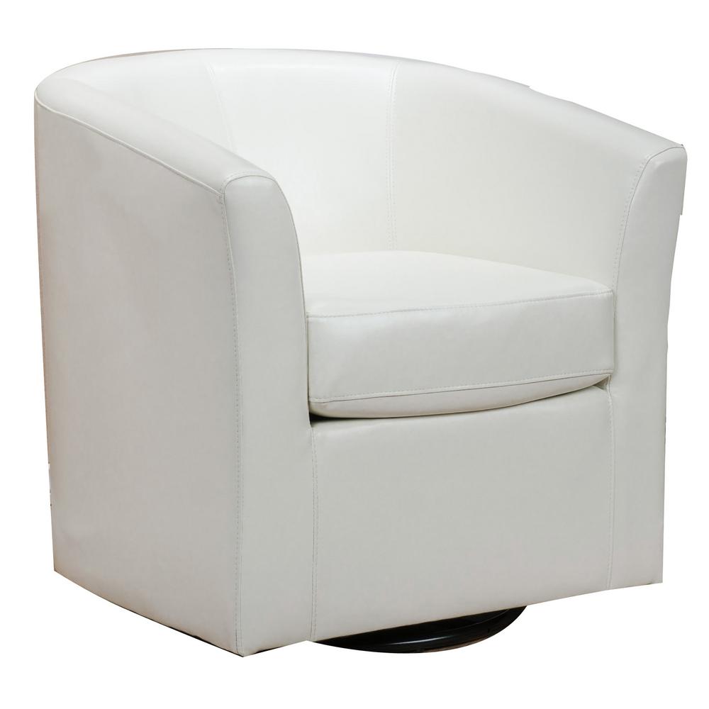 Noble House Nylah Ivory PU Swivel Club Chair296639 The Home Depot