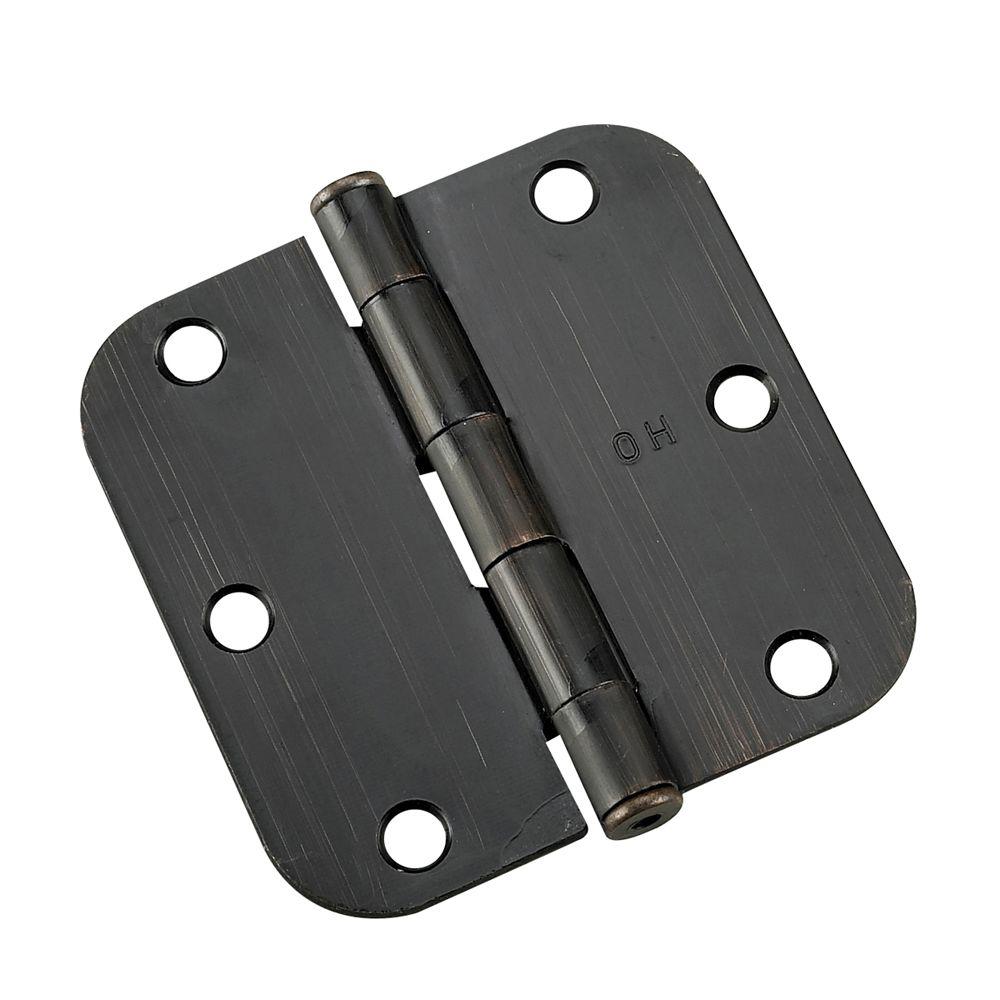 3.5/" x 3 1//2/" Oil Rubbed Bronze Hinge with 5//8/" corner screws included