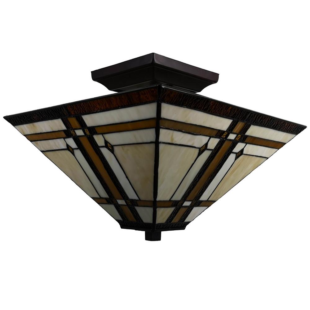 Amora Lighting 2 Light Tiffany Style Mission Pendant With Gl Light Tiffany Style Mission Pendant